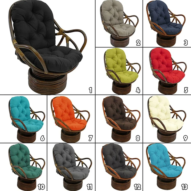 Chaise à bascule pivotante solide avec coussin ultra doux pour meubles de jardin et de terrasse en rotin avec tapis épais lavable vert