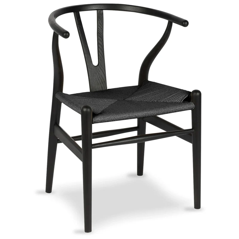 Tomile Wishbone Chaise en Y en bois massif et rotin naturel