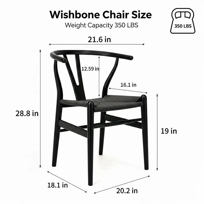 Tomile Wishbone Chaise en Y en bois massif et rotin naturel