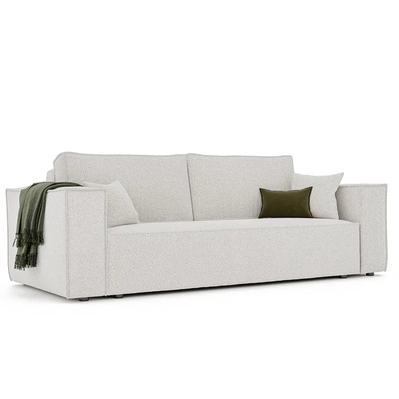 GREKPOL Sofa 240x105 cm - Canapé 3 Places Bouclé Côtelé - Beige Canapé Convertible 3 Places avec Dossier rembourré