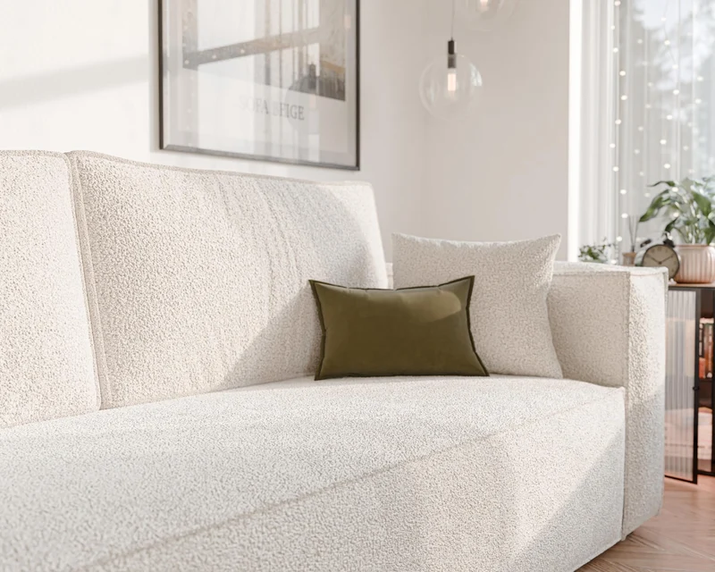 GREKPOL Sofa 240x105 cm - Canapé 3 Places Bouclé Côtelé - Beige Canapé Convertible 3 Places avec Dossier rembourré