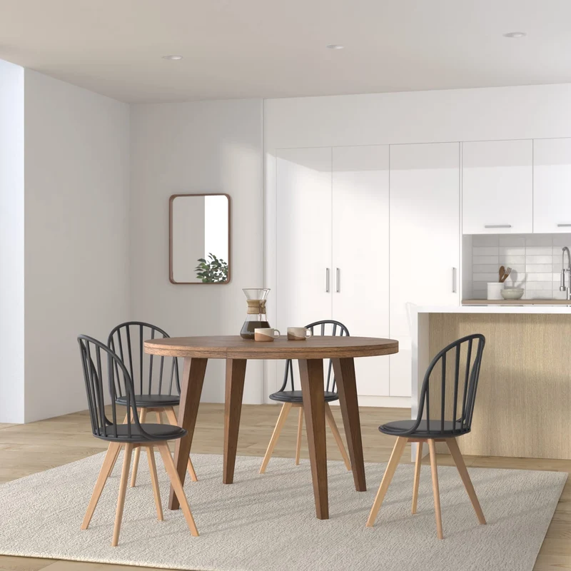 KAYELLES Lot de 2 chaises bistrot à barreaux Style scandinave pour Cuisine, Salle à Manger ou Chambre. Siège avec Coussin Simili Cuir rembourré, Pieds en Bois de hêtre Clair Bold (Noir)