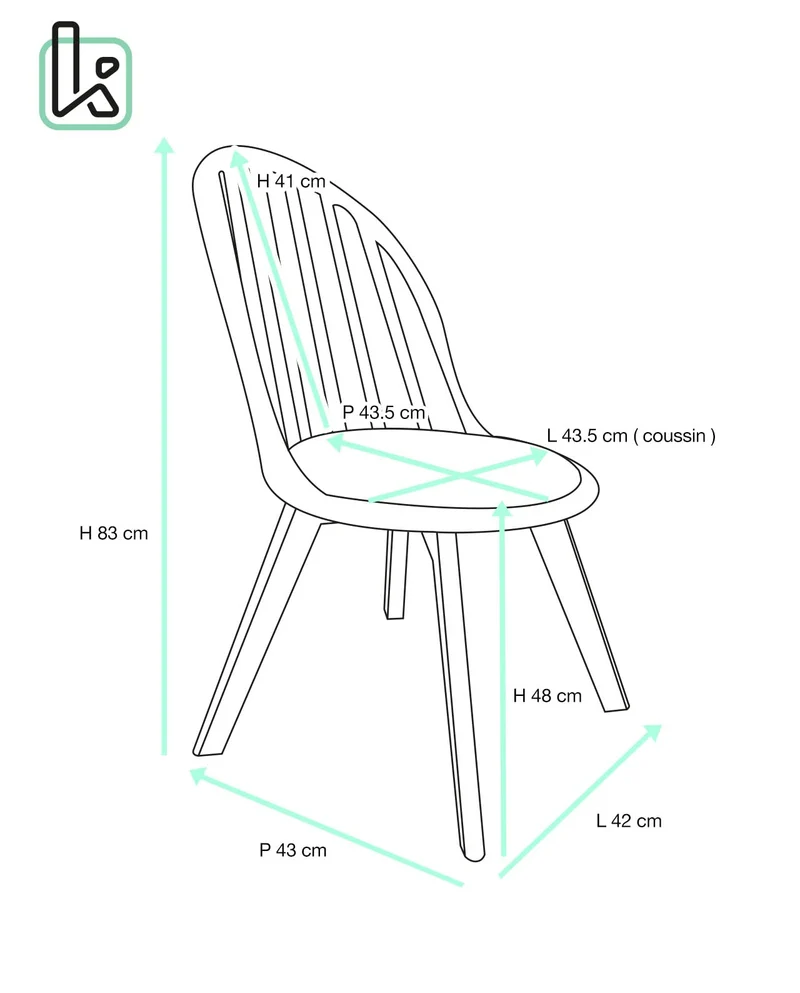 KAYELLES Lot de 2 chaises bistrot à barreaux Style scandinave pour Cuisine, Salle à Manger ou Chambre. Siège avec Coussin Simili Cuir rembourré, Pieds en Bois de hêtre Clair Bold (Noir)