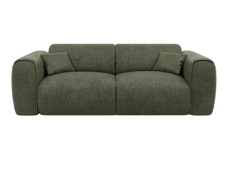 Vente-unique - Canapé 3 Places Convertible Express en Tissu texturé Vert Kaki - Matelas 16 cm mémoire de Forme POGNIA