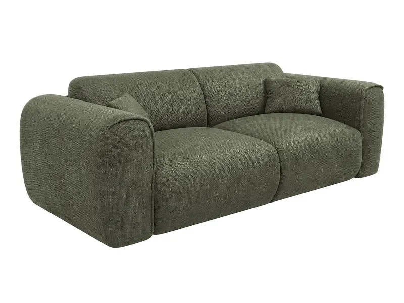Vente-unique - Canapé 3 Places Convertible Express en Tissu texturé Vert Kaki - Matelas 16 cm mémoire de Forme POGNIA
