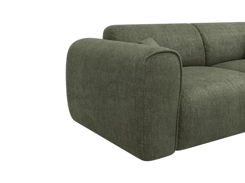 Vente-unique - Canapé 3 Places Convertible Express en Tissu texturé Vert Kaki - Matelas 16 cm mémoire de Forme POGNIA