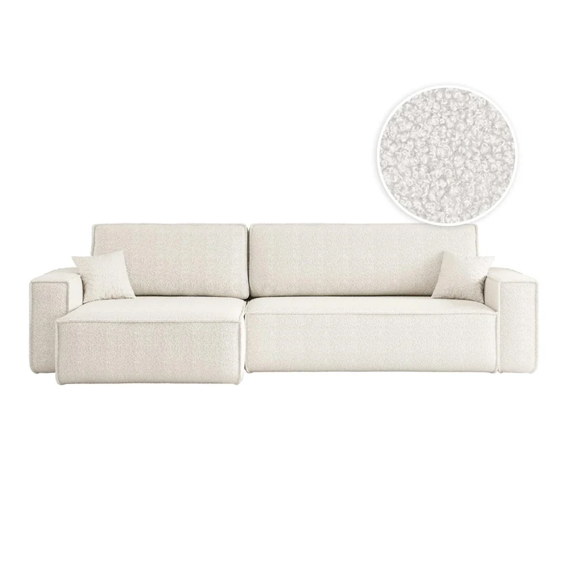 LOUNGITUDE Canapé Farah d'angle Max réversible et Convertible 5 Places en Tissu Bouclette