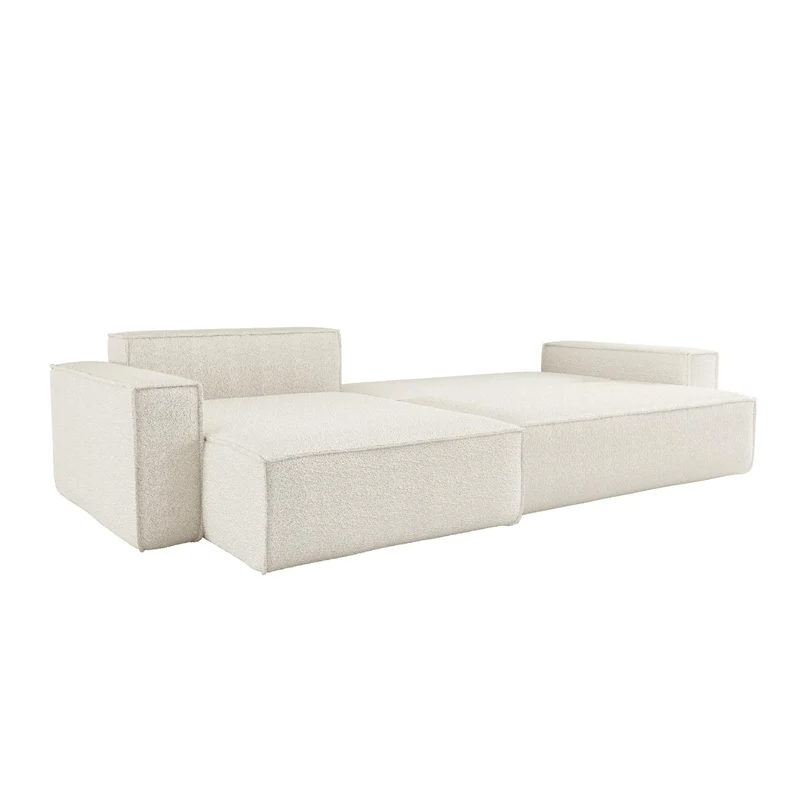 LOUNGITUDE Canapé Farah d'angle Max réversible et Convertible 5 Places en Tissu Bouclette