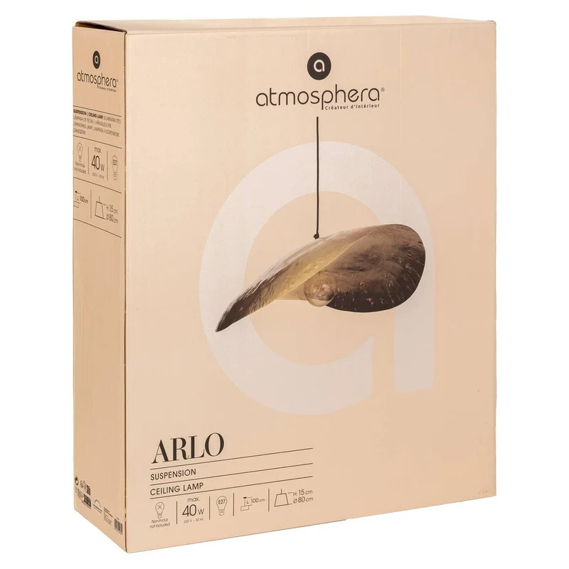 Atmosphera - Suspension Arlo - Abat-jour en Métal Doré D80cm - Ampoule Non Incluse E27 25W - Luminaire pour Salon, Cuisine, Bureau, Chambre