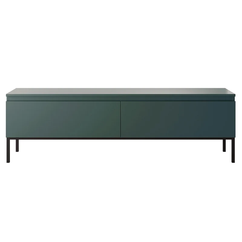 Selsey Meuble TV Armoire De Télévision 2 Portes 150 cm sur Pieds Noir Salle De Séjour Chambre À Coucher Vert Foncé Bemmi