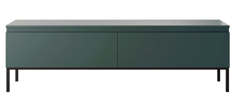 Selsey Meuble TV Armoire De Télévision 2 Portes 150 cm sur Pieds Noir Salle De Séjour Chambre À Coucher Vert Foncé Bemmi