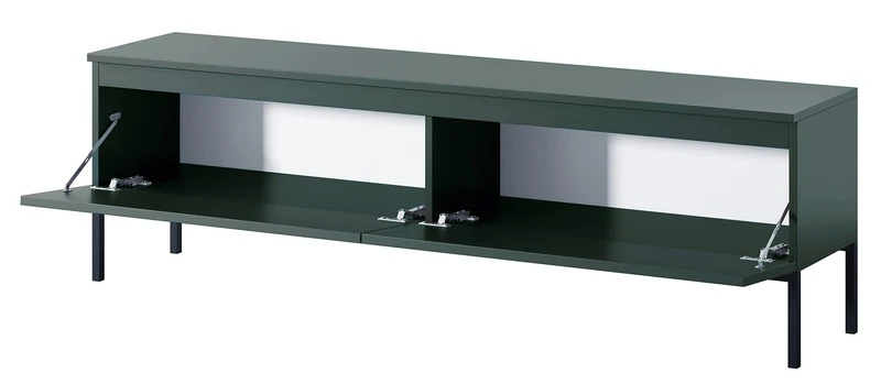 Selsey Meuble TV Armoire De Télévision 2 Portes 150 cm sur Pieds Noir Salle De Séjour Chambre À Coucher Vert Foncé Bemmi