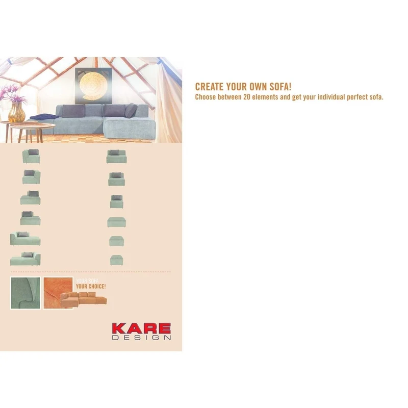 Kare Design Méridienne Gauche d'angle canapé Infinity Gris