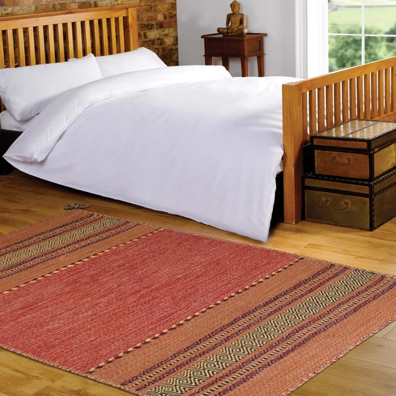 Pierre Tappeti Tapis ANTIQUE-KILIM orange tissé à la main en coton et chenille 160 x 230 cm