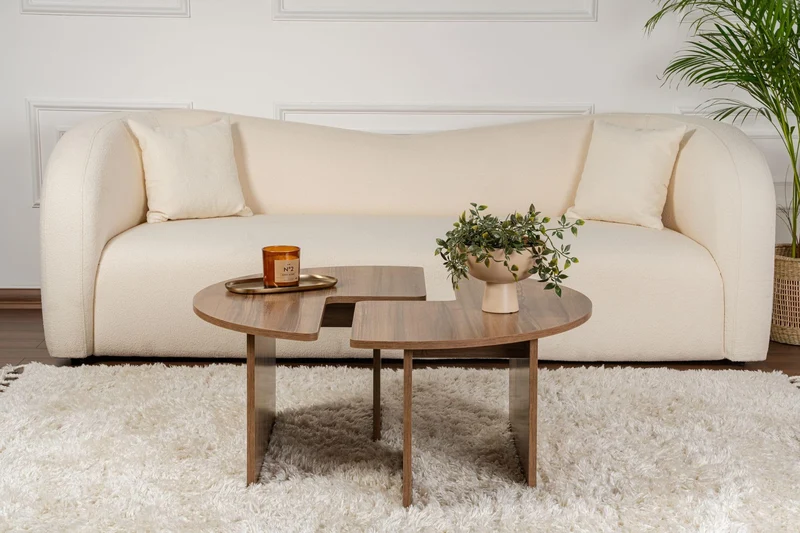 Élégante Table à café en Noyer, diamètre : 90 cm, Hauteur : 41 cm, 100% mélamine, épaisseur : 18 mm, élégante et Durable pour Les espaces de Vie Modernes
