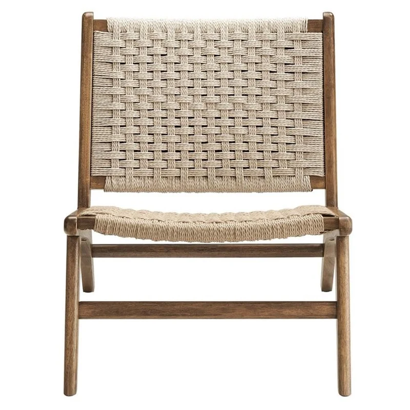 Modway Saorise Wood Chaise longue en corde tressée Noyer naturel