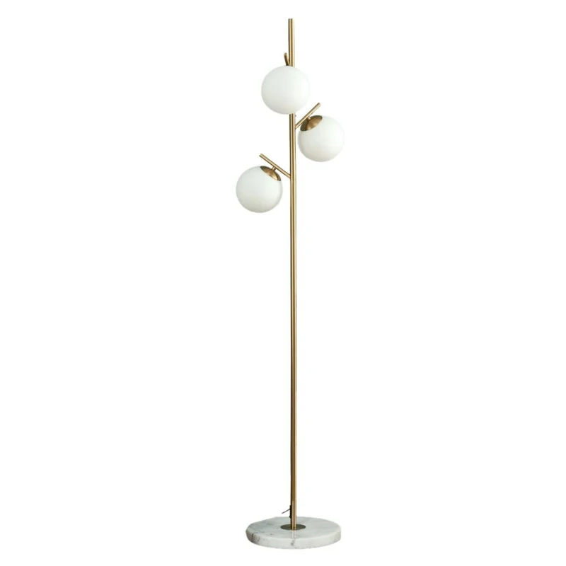 KOSILUM - Lampadaire doré 3 globes blanc - Estrela - Lumière Blanc Chaud Eclairage Salon Chambre Cuisine Couloir - - - G9 - IP20