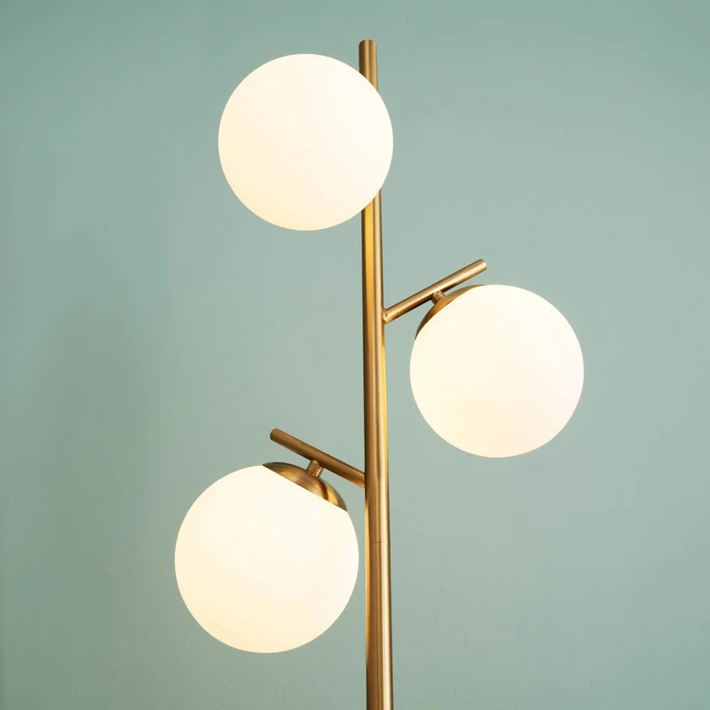 KOSILUM - Lampadaire doré 3 globes blanc - Estrela - Lumière Blanc Chaud Eclairage Salon Chambre Cuisine Couloir - - - G9 - IP20