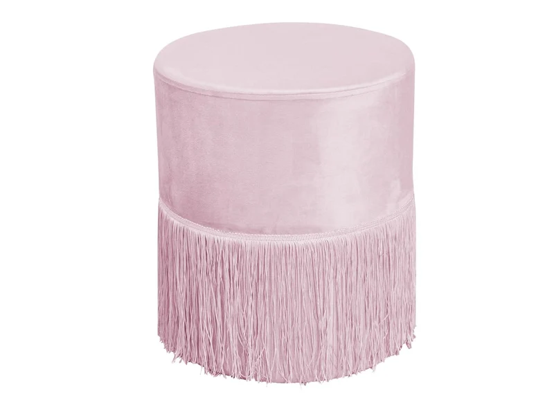BIANCHERIAWEB Pouf Salon/Chambre avec Franges Rembourré Modèle Velvet Malibu Couleur Unie Pouf Poussière