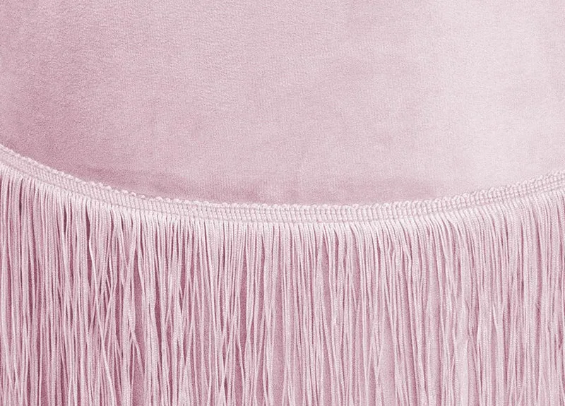 BIANCHERIAWEB Pouf Salon/Chambre avec Franges Rembourré Modèle Velvet Malibu Couleur Unie Pouf Poussière