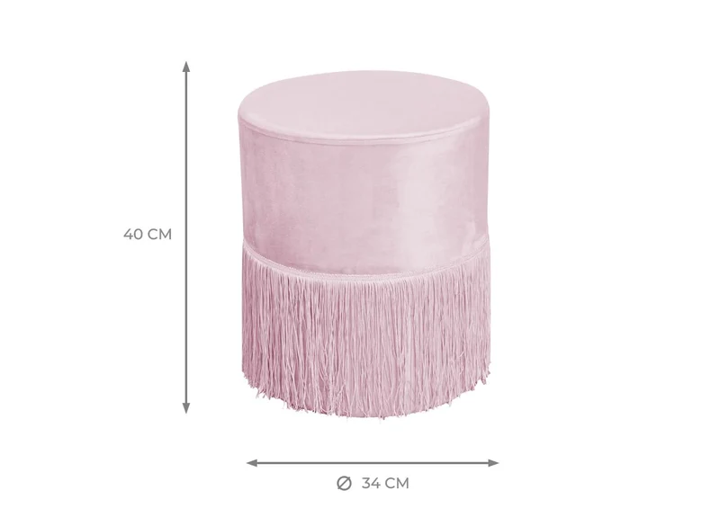 BIANCHERIAWEB Pouf Salon/Chambre avec Franges Rembourré Modèle Velvet Malibu Couleur Unie Pouf Poussière