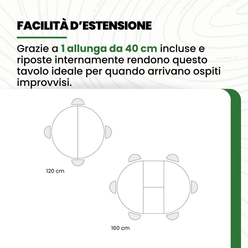 Mar.c.a. Design, Table Ronde Extensible, Table Salle à Manger en Bois, Table à Manger Blanche Mate Classique - Table Extensible 120x120x80H avec Rallonge Centrale 38 cm - Table a Manger Made in Italy