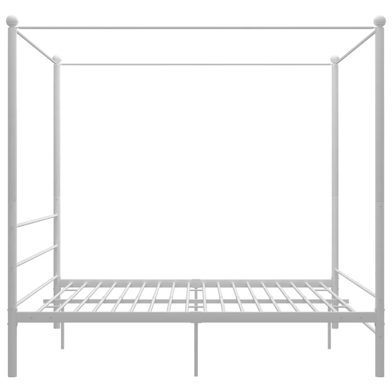 prissent Lit à baldaquin blanc en métal 200 x 200 cm structure de lit en métal lit double lits doubles modernes structure de lit à baldaquin (matelas non inclus)