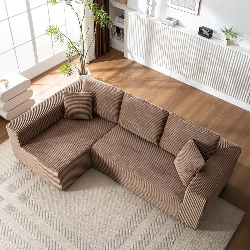 Yihomfy Canapé d'angle Modulable,Canapé-lit Convertible,Canapé Nuage sans Montage avec Assise Profonde,Canapé Moderne en Forme de L pour Salon (Marron)