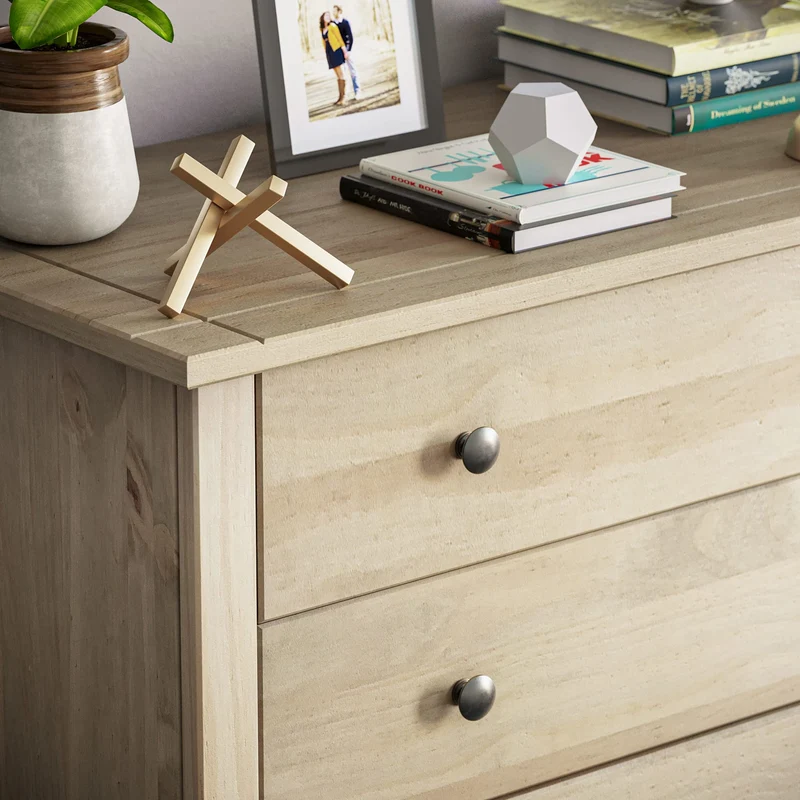 Vida Designs Panama Commode de Chambre en pin ciré Massif à 4 tiroirs, Bois, Naturel
