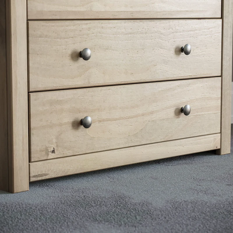 Vida Designs Panama Commode de Chambre en pin ciré Massif à 4 tiroirs, Bois, Naturel