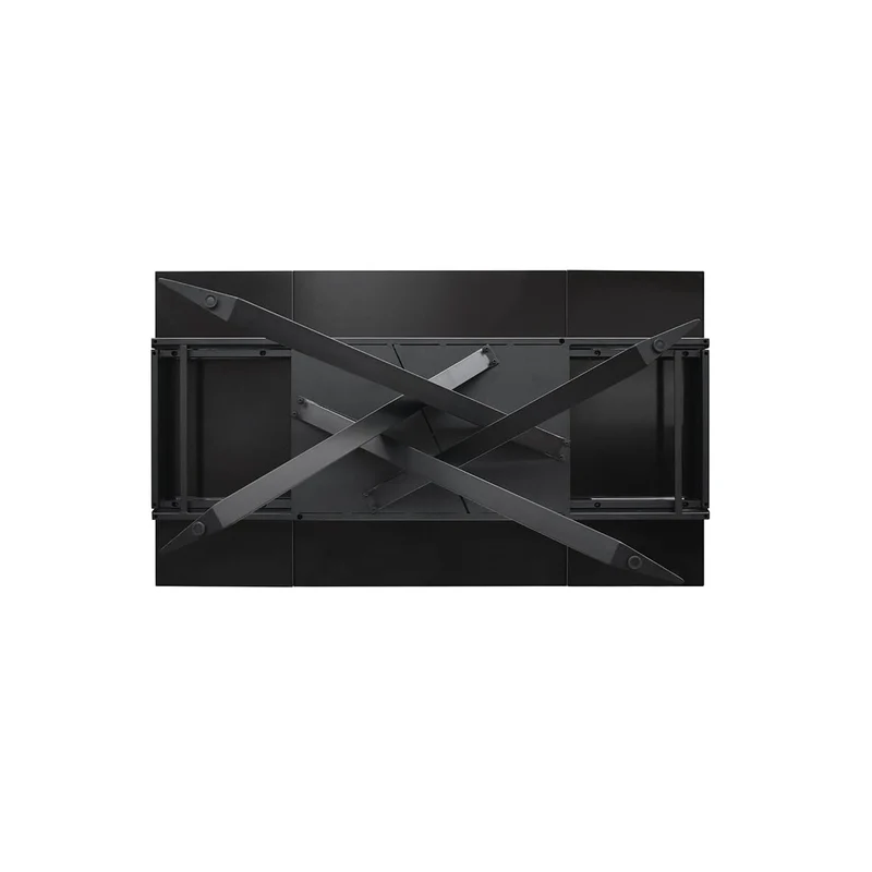 PAZZO DESIGN Table extensible Eugenio, plateau en céramique Calacatta noir Lux, pieds en métal croisés noirs, table de cuisine, table en céramique, 160 x 90 x h76 cm - id_2287