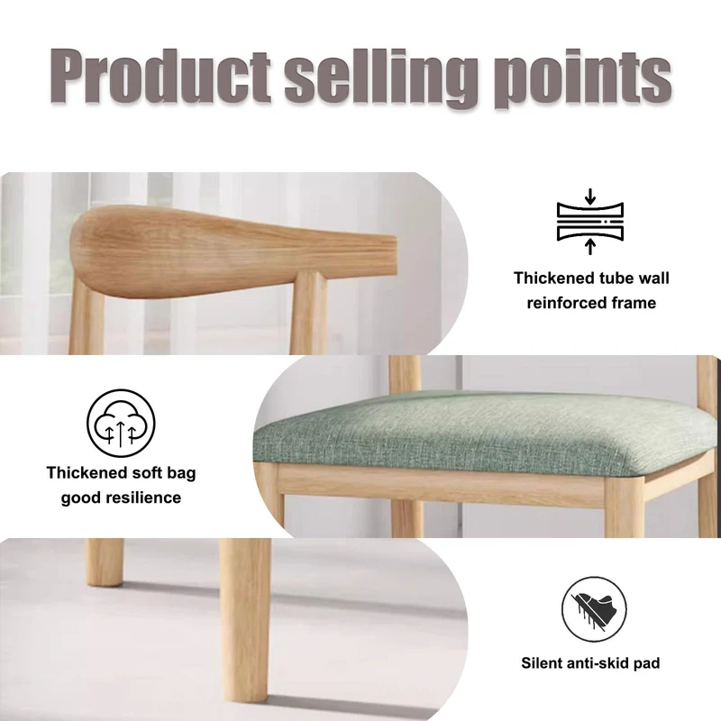 Lot de 4 chaises de salle à manger modernes imperméables en coton et lin avec pieds en métal robuste finition noyer et marron pour salle à manger, salon, chambre à coucher et cuisine