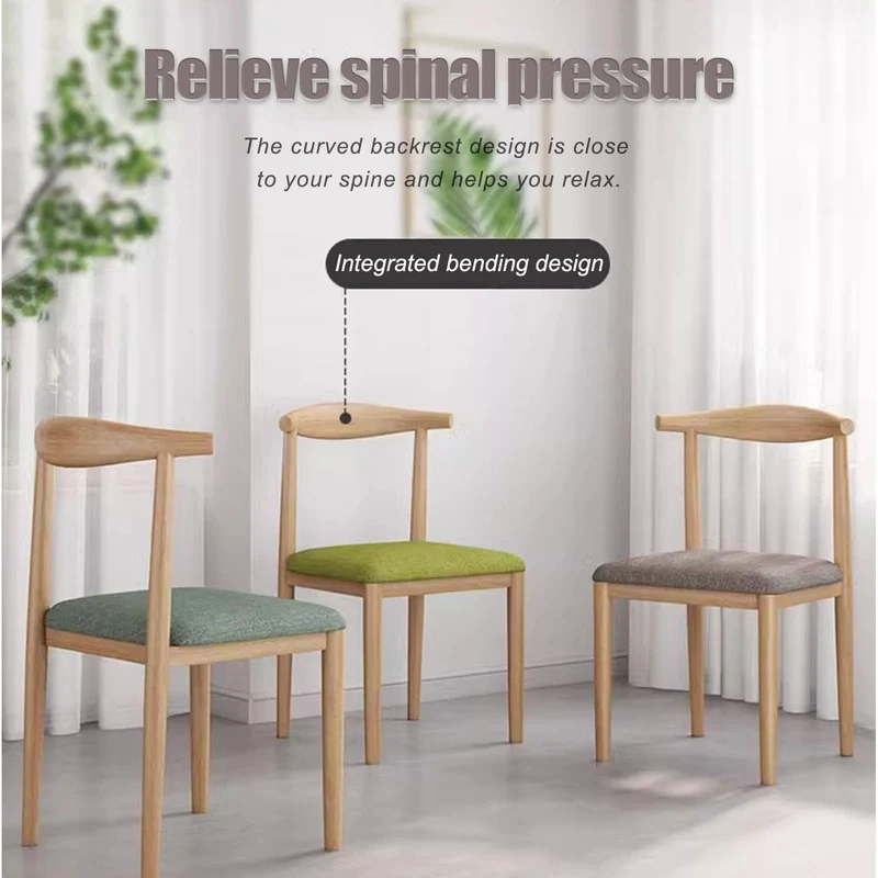 Lot de 4 chaises de salle à manger modernes imperméables en coton et lin avec pieds en métal robuste finition noyer et marron pour salle à manger, salon, chambre à coucher et cuisine