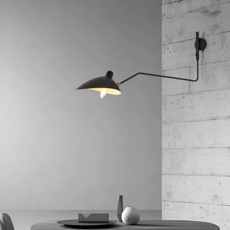 AstrizLamp Applique Murale à Bras Articulé, 65cm Noir Longue Arm Luminaire Murale avec Interrupteur Abat-Jour Réglable Moderne Arm Applique Murale à Tête Unique Chambre à Coucher Salon Hôtel