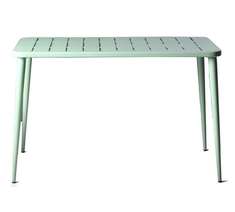 LOKKHAN Table à manger rectangulaire moderne en métal pour 6 personnes - Table intérieure et extérieure - Table de café, bar, bureau et réunion - Jardin - Balcon - 120 x 60 x 76 cm - Vert pois