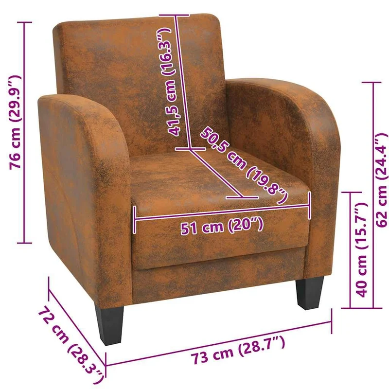 vidaXL Fauteuil Salon Salle de Séjour Chambre à Coucher Bureau Intérieur