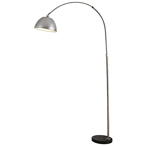 jiande 185cm Lampe de Plancher d'arc Moderne Lumière de Lecture for Salon Chambre à Coucher. Base de marbre. Prise de Plancher de Sol réglable en Acier Inoxydable E27
