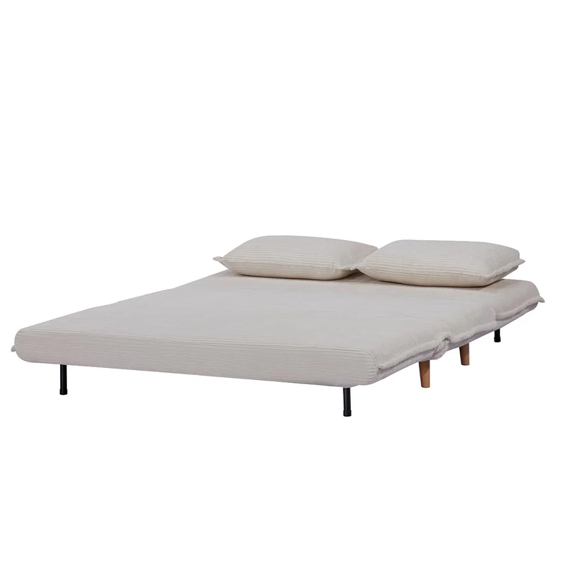 EVERGREENWEB Canapé-lit Convertible en Lit 3 Places 160 cm en Tissu Blanc, Fauteuil-lit Relax Dossier Réglable 5 Positions, Oreillers Amovibles, Pieds en Bois, Canapé Pliant Clic Clac Rembourré VELVET