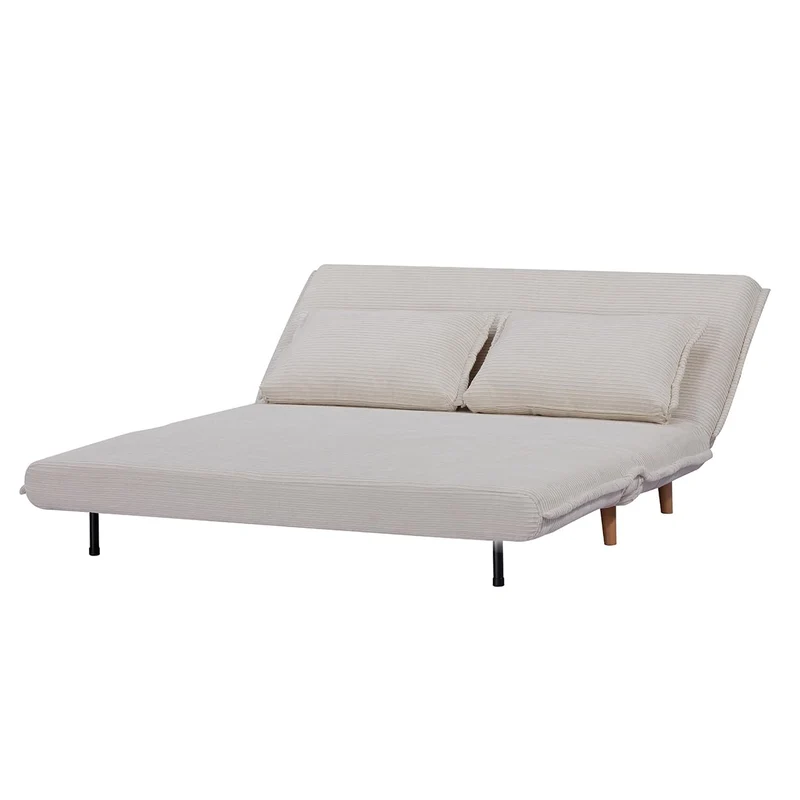 EVERGREENWEB Canapé-lit Convertible en Lit 3 Places 160 cm en Tissu Blanc, Fauteuil-lit Relax Dossier Réglable 5 Positions, Oreillers Amovibles, Pieds en Bois, Canapé Pliant Clic Clac Rembourré VELVET