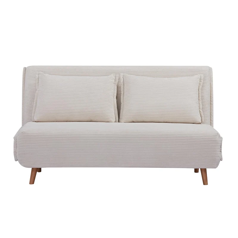 EVERGREENWEB Canapé-lit Convertible en Lit 3 Places 160 cm en Tissu Blanc, Fauteuil-lit Relax Dossier Réglable 5 Positions, Oreillers Amovibles, Pieds en Bois, Canapé Pliant Clic Clac Rembourré VELVET