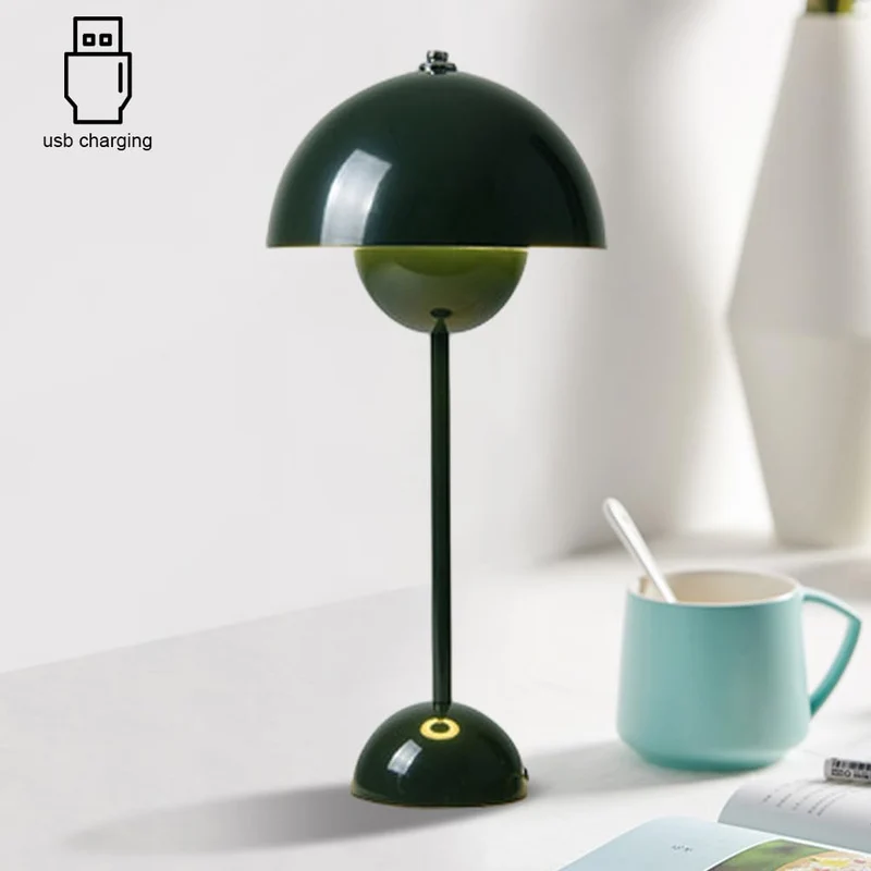 Starnearby Lampe de Table LED Pot de Fleurs, Lampe de Chevet Rechargeable Sans Fil, Lampes Champignon Tactile Dimmable avec 3 Modes de Luminosité, Lampes de Bureau Décorative Rétro