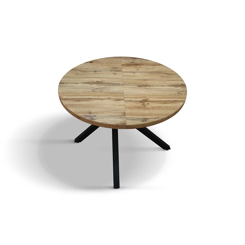 PAZZO DESIGN Table ronde extensible Nada, table de salon, table de cuisine, pieds croisés noirs, fabriquée en Italie, chêne rustique, 100 x 75 cm - id_2220