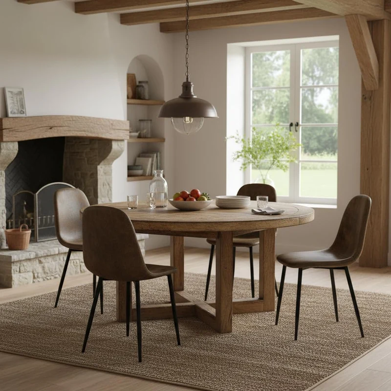 Homy CASA – Lot de 4 chaises de Salle à Manger Douces avec Dossier et Pieds en métal Massif pour Salon, Maison, Marron