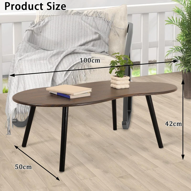 FEUFOAM Table basse en forme de nuage, style industriel moderne, tables basses en bois, table centrale irrégulière, table de sol, milieu du siècle, meubles décoratifs pour salon, marron rustique