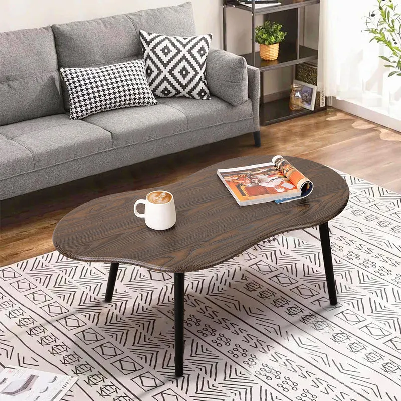 FEUFOAM Table basse en forme de nuage, style industriel moderne, tables basses en bois, table centrale irrégulière, table de sol, milieu du siècle, meubles décoratifs pour salon, marron rustique