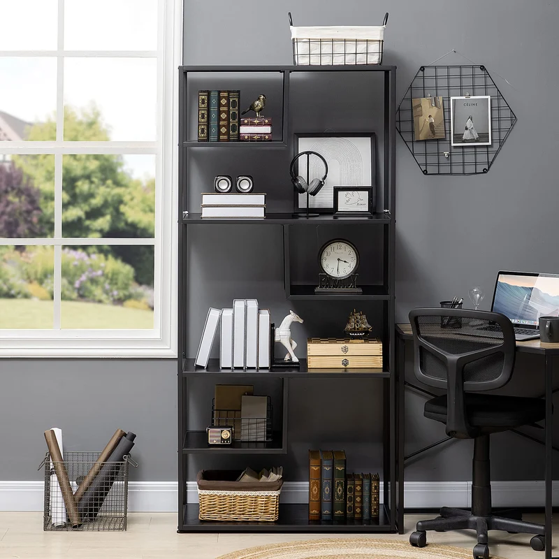 HOMCOM Bibliothèque étagère de Rangement à 7 Niveaux Cadre en Acier Style Industriel pour Salon Chambre Cuisine - 83 x 34 x 180 cm