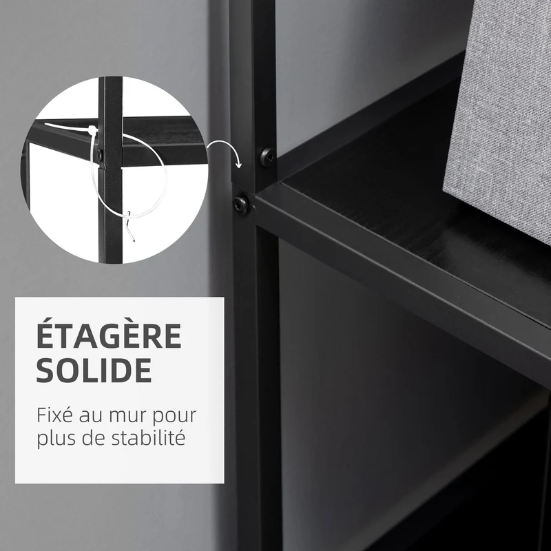 HOMCOM Bibliothèque étagère de Rangement à 7 Niveaux Cadre en Acier Style Industriel pour Salon Chambre Cuisine - 83 x 34 x 180 cm