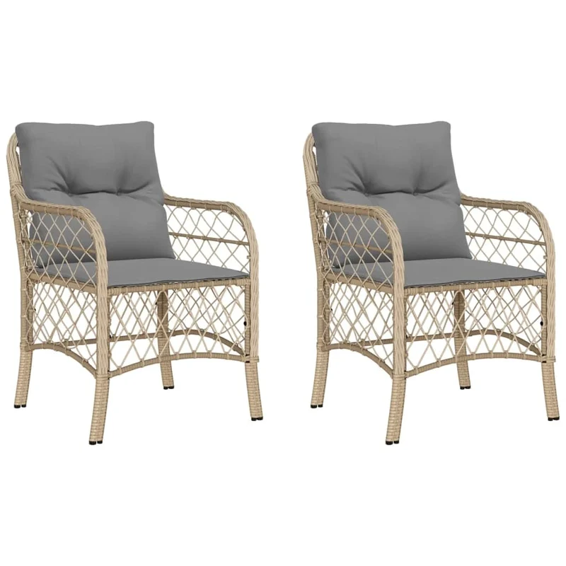Canapé de Jardin avec Coussins, 2 pièces, fauteuils d'extérieur en Poly rotin Noir, sièges de Salon, de dîner, Meubles de Patio