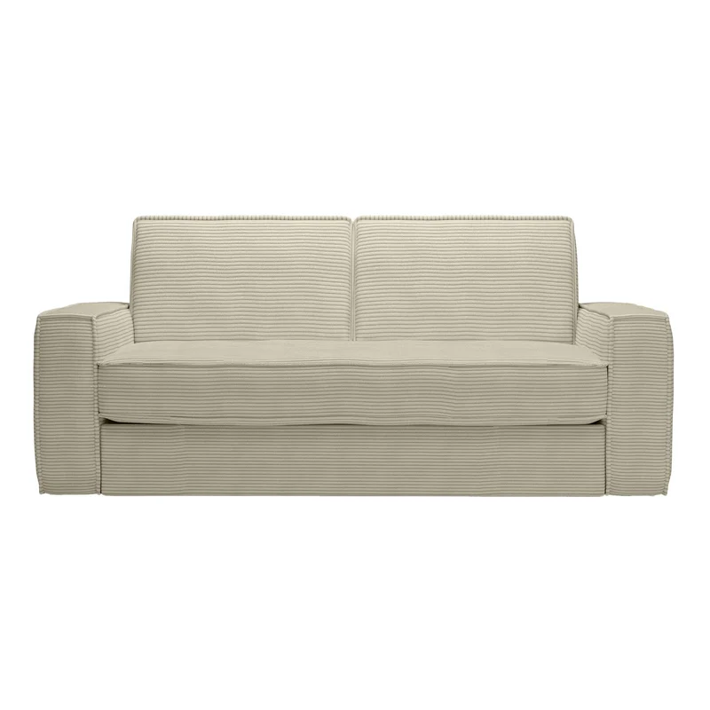 Mobilier-Deco Mindy - Canapé 3 Places Convertible rapido Velours côtelé Beige Matelas 14 cm