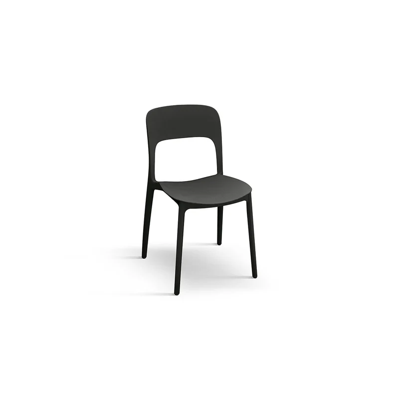 PAZZO DESIGN Chaise Luana, Ensemble de 4 chaises, Noir, polypropylène, Cuisine, Salle à Manger, Jardin, Empilables - id_1955